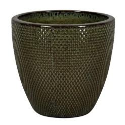 Pot rond en grès émaillé vert Passion for Pottery Busan - Ø 38 x H 33 cm