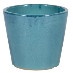 Pot rond Shanghai bleu en grès émaillé - Ø 42 x 37 cm