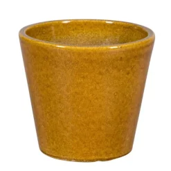 Pot rond Shanghai ocre en grès émaillé - Ø 21 x 19 cm