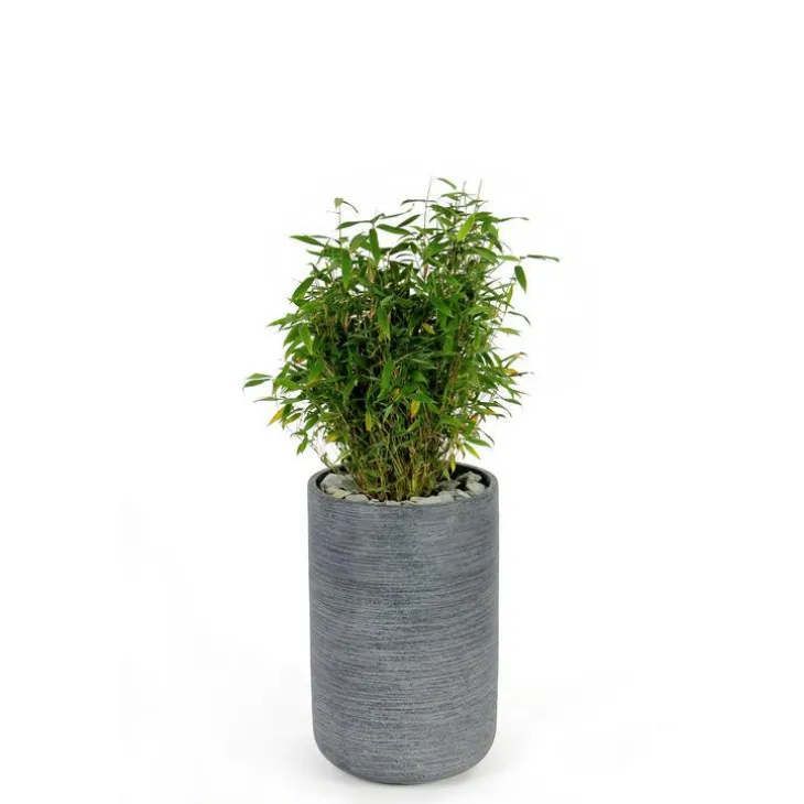 Pot rond Stream haut Anthracite Ø.32 x H.50 cm