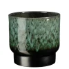 Pot rond Thiago coloris vert en terre cuite - Ø 26 cm x 23 cm