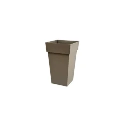 Pot Toscane carré haut taupe L40xl39xH65 cm