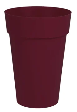 Pot vase haut en plastique rouge Bourgogne Eda Toscane 67 L - Ø 46 x H 65 cm