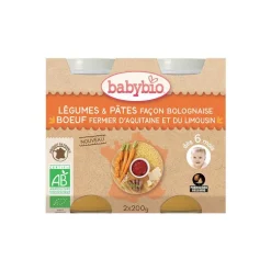 Pots de légumes et pâtes bolognaises et bœuf Babybio 2 x 200 g