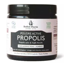 Poudre active à la propolis noire et argile blanche bio et naturel Ballot-Flurin – 60 g