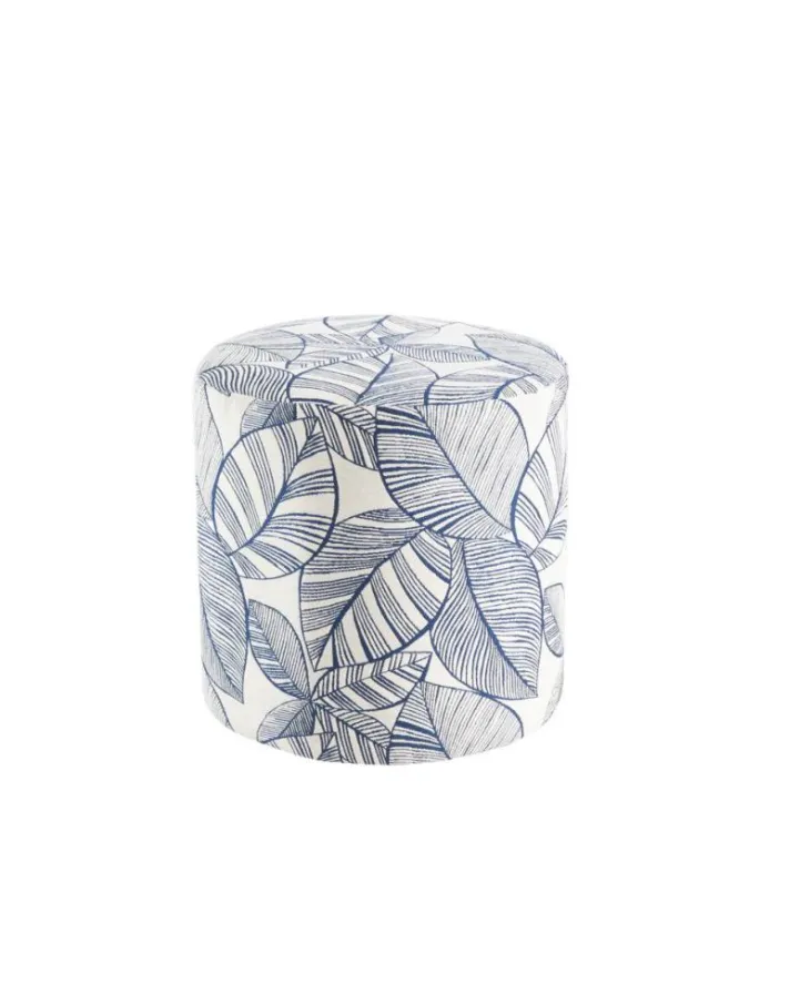Pouf coloris bleu en bois et coton polyester Malia - 40 x 40 cm