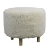 Pouf rond blanc cassé en tissu - Ø 58 x H 48 cm