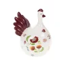 Poule en céramique blanche à motifs multicolores Bertille - Ø 15 x H 11 cm