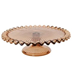 Présentoir à gâteau en verre brun - Ø 25 x H 7,5 cm