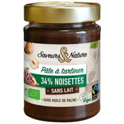 Pâte à tartine de noisettes sans lait Saveur et Nature - 280 g