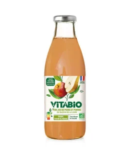 Pur Jus Poire Xénia et Pomme en bouteille Vitabio - 75 cl