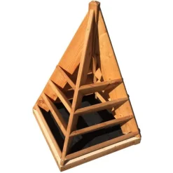 Pyramide à fraises et aromatiques en bois naturel huilé - 50 x 50 x 71 cm