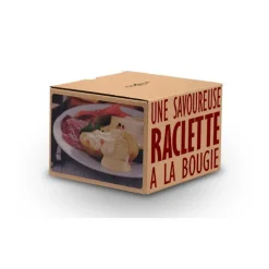 Raclette à la bougie pour 2 coloris rouge en métal et bois - 14,5 x 14,5 x 6 cm
