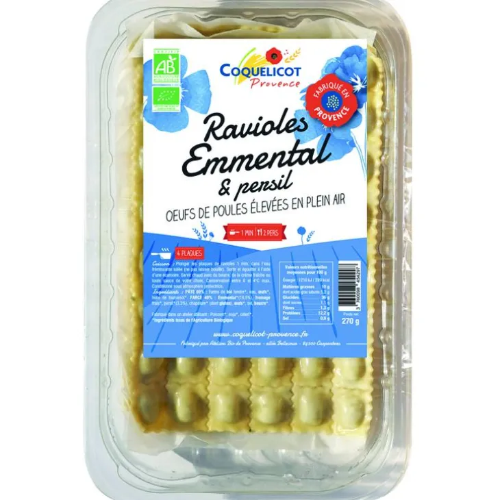 Ravioles emmental et persil bio Coquelicot - 270 g