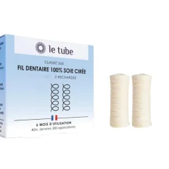 Recharge de fil dentaire 100% soie cirée Le tube - les 2 bobines
