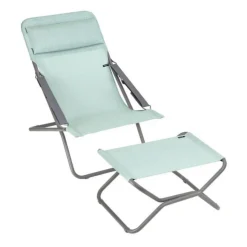 Repose jambes pliant en acier et toile Batyline gris Titane Lafuma Next - 66,5 x 51 x 35 cm