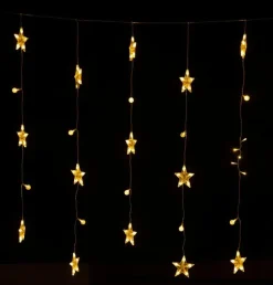 Rideau décoratif étoile & bulles LED blanc chaud coloris blanc - 2 x 1 m