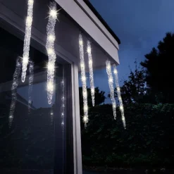 Rideau lumineux stalactite flash 60 LED blanc chaud sur câble transparent - 360 x 39 cm