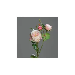 Rose artificielle 2 boutons rose blanc - 60 cm