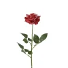 Rose artificielle rouge givrée en polyester - H 70 cm