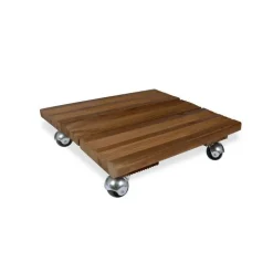 Roule plante en bois modèle petit carré marron 40 x 40 cm