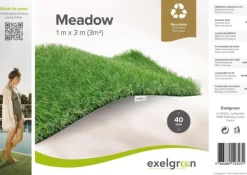 Rouleau de gazon synthétique Meadow 40 mm recyclable coloris vert Exelgreen - 1 x 3 m