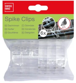 Répulsif anti-pigeons pour gouttière Swissinno Spike clips - Les 6 pièces