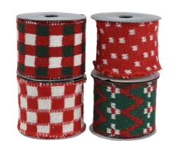 Ruban décoratif en polyester à motifs rouges - 200 x 6,3 cm