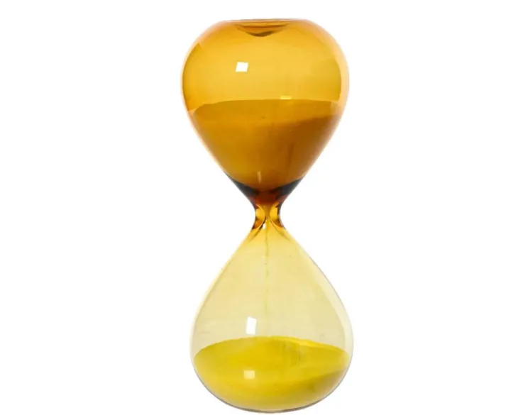 Sablier en verre coloris ocre et or - Ø 7 x H 17 cm