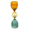 Sablier en verre coloris vert ocre ambre - Ø 6 x H 23,5 cm