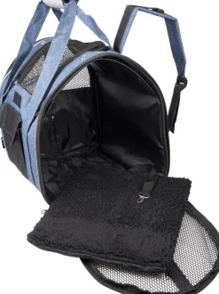 Sac à dos de transport pour animal de compagnie coloris bleu Lene - 36 x 32 x 32 cm