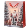 Sac cadeau décor Père Noël en papier FSC avec paillettes petit modèle - 8 x 18 x 24 cm