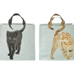 Sac de course à motif de chat avec poignée