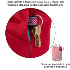 Sac de transport pour croquettes coloris rouge Kurgo