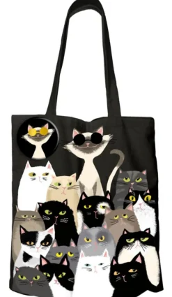 Sac tote bag en coton coloris multicolore Cartes d'Art photo matou - 42 x 34 cm