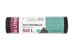 Sacs poubelle recycles anti-fuite avec liens coulissants coloris noir Maison Pinson - 20 x 50 L