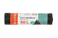 Sacs poubelle recycles anti-fuite avec liens coulissants coloris noir Maison Pinson - 20 x 30 L