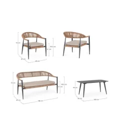 Salon bas en aluminium anthracide Bizzotto Jandia Naturel