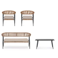 Salon bas en aluminium anthracide Bizzotto Jandia Naturel