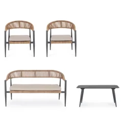 Salon bas en aluminium anthracide Bizzotto Jandia Naturel