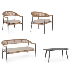 Salon bas en aluminium anthracide Bizzotto Jandia Naturel