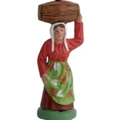 Santon pour crèche femme au tonnelet rouge - 7 cm