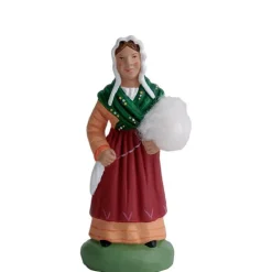 Santon pour crèche fileuse rouge - 7 cm