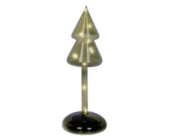 Sapin en verre vert avec micro LED blanc chaud fixe pour intérieur - Ø 9 x H 24 cm