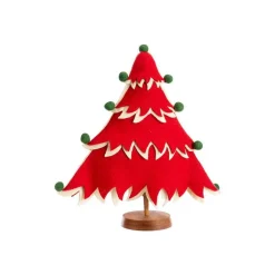 Sapin large à poser en feutrine rouge - 21 x 2,5 x 20 cm