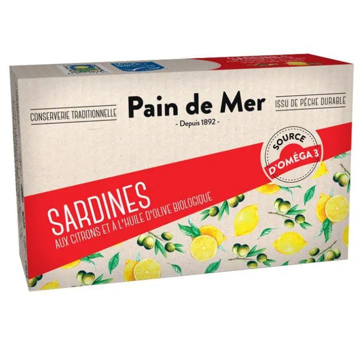 Sardines à l'huile d'olive et au citron en boîte Pain de Mer - 120 g