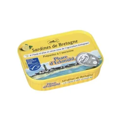 Sardines eckmuhl à l’huile d’olive et citron bio en boite de 135 g
