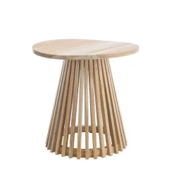 Selette ronde pied évasé coloris marron en bois de teck - 50 x 50 x 48 cm