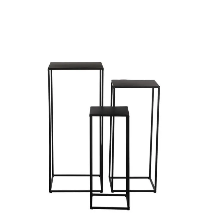 Sellette coloris noir en métal plateau carré - 25 x 25 x 60 cm