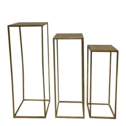 Sellette haute carrée en or brossé – 21 x 21 x 57 cm